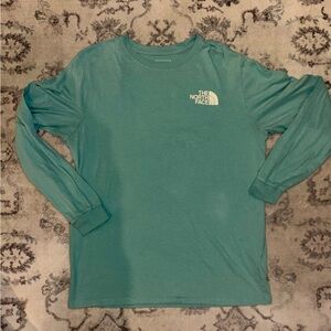 The North Face Desert Scene Men’s Large Long Sleeve Teal 100% Cotton T Shirt.